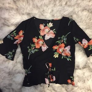 Topshop floral ruche top